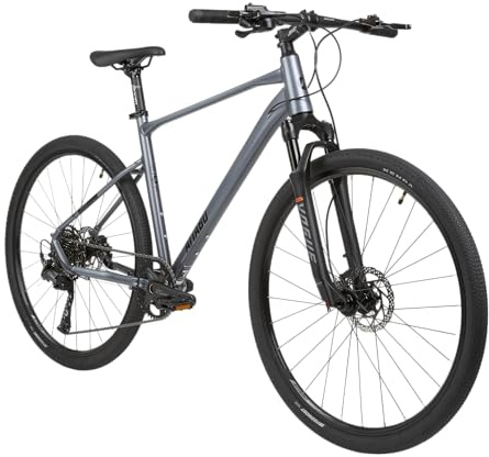 ATTABO Torre 5.0 - Bicicletta da cross da uomo, 28 pollici, alluminio 6061, Shimano Cues 1 x 11, forcella di sospensione pneumatica da 60 mm, freni a disco idraulici, telaio da 20 pollici