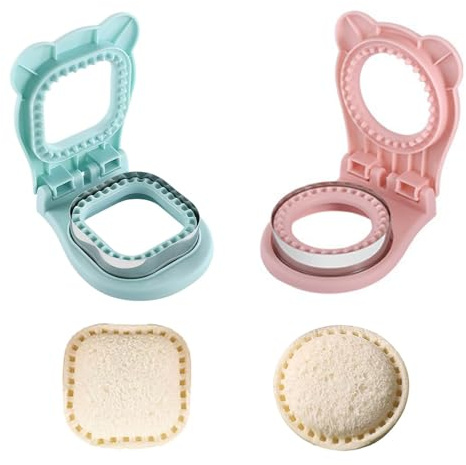 2PCS Formine Sándwich Biscotti Stampi， in Acciaio Inox Sandwic Cutter Taglierine per Sandwich e Sigillante Sandwich Cutter and Sealer per Pane Pancake Decorazioni Dolci FAI DA TE(Blu e rosa)