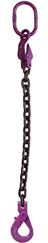 US Cargo Control 1/2 Inch x 10 Foot Adjustable 1-Leg Chain Sling with Self-Locking Hook Grade 100 Alloy Steel Overhead Lifting Sling for Large and Heavy Cargo