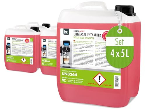 Höfer Chemie 4 x 5 L (20 L) Universal Entkalker mit Farbindikator für Kaffeemaschinen & Kaffeevollautomaten