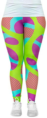 cosey - Neon Line Leggings - knallige Farben- in verschiedenen Leuchtend bunten Designs (Einheitsgröße) (Neon Squiggle)