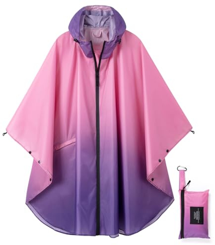 salamra Rain Poncho Jacket Coat Hooded Zipper Style for Women/Men/Adult with Pocket