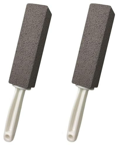 BANSHAN Pumice Cleaning Stone with Handle, Toilet Brush with Non-Slip Long Plastic Handle for Kitchen/Bath/Pool/Household Cleaning（2 Pack）