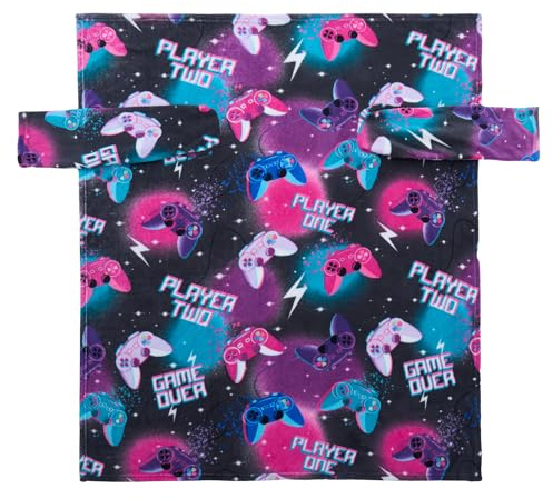 OHS Wearable Blanket with Sleeves, Soft Cosy Fleece Kids Wearable Blanket Gaming Printed Snuggle Blanket Winter TV Blanket For Sofa Couch, Neon/Black-100x125cm