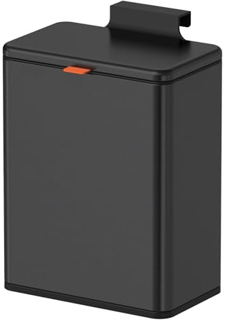 Mbillion Poubelle à compost de cuisine à suspendre avec couvercle - En acier inoxydable - Pour armoire de cuisine, sous l'évier, porte de camping-car, salle de bain - Noir brossé - 8 l