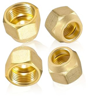 YOUZMY 4 pezzi dado di raccordo svasato da 3/8 per linea refrigerante, per tubo in ottone da 3/8 per condizionamento dell'aria split, collegamento rapido condizionamento dell'aria split (3/8)