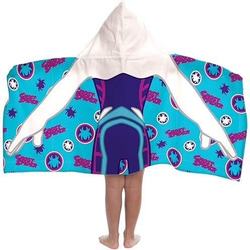 Jay Franco Kids Hooded Towel – 22 x 51 Super Soft Bath Wrap with 3D Hood, Beach, Pool & Travel, Official Licensed Product, Blue - Spidey & His Amazing Friends Ghost-Spider
