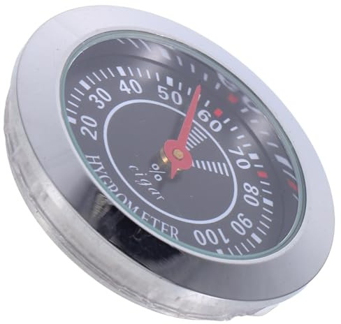 HOMSFOU Mechanical Analog Cigar Humidity Gauge 38mm Round Hygrometer for Humidor and Cigar Box Accessory Black, Battery-Free, Suitable for Guitar Cabinets and Home Use