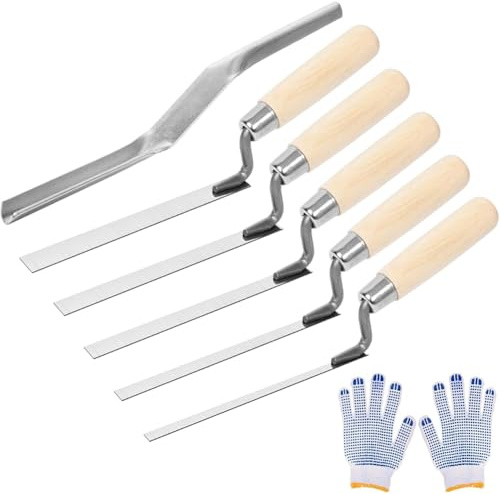 Hipzeepo Set di 6 Strumenti per Muratura, per Riparazione Della Malta e Cazzuola per Fughe, per Cazzuola per Fughe, Strumento per Giuntare