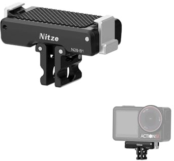Nitze Soporte Adaptador Magnético para DJI Osmo Action 5 Pro/4/3/Osmo 360, Magnetic Quick Release Mount Adapter con 1/4 Rosca & Folding Fingers para Tripods y Accesorios de Cámaras de Acción - N28-B1