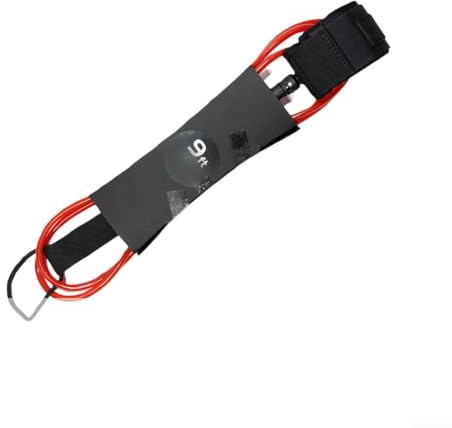 DAZZLEEX 7mm Surfboard Leash 6 7 8 9 10 FT Colorful Cord with Quick Release Tab and Hidden Key Pocket for Short Long Boards and Red Green(9FT red)