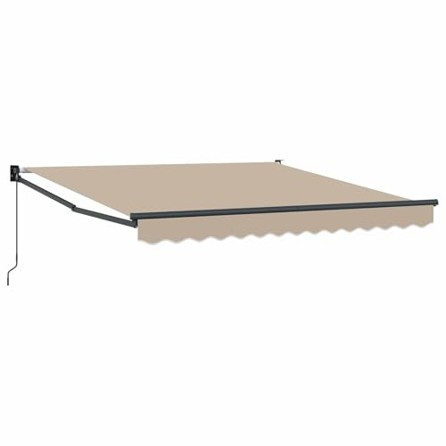 hliofuir Toldo con brazo articulado, 300 x 250 x 165 cm, toldo manual con manivela, parasol retráctil de poliéster para terraza, balcón y jardín, color beige