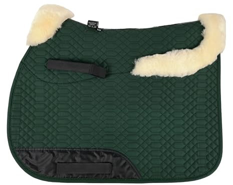 Engel Reitsport | SCHABRA4-VSS-GRU-MED | Schabracke | Lammfell im Sattelbereich - Half Lined | Steppstoff | Fellkranz vorne & hinten | Vielseitigkeit | Stoff grün Fell med.