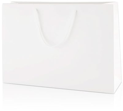 Thepaperbagstore 5 White Medium Wide Matt Laminated Gift Bags 35x24x10cm