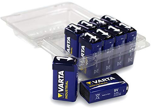 Varta Industrial Battery 9V Block Alkaline Batteries 6LR61 Box of 12 Made in Germany