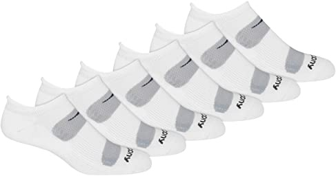 Saucony Rundry Mesh Ventilating Comfort Fit Performance Tab Socks Available in M-XL (6, 12 Pairs) Calzini, Bianco (6 Paia), Large (Pacco da 6) Uomo