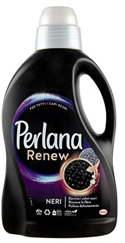Perlana Renew Laine noire Lessive Laveuse pour vêtements noirs et foncés, renouvelle et protège l'intensité de la couleur - Lot de 24 lavages individuels