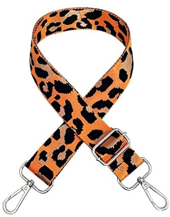 SYSUII Färgglad axelrem leopardmönster justerbar axelrem för handväskor 3,8 cm bred 75–130 cm axelrem axelrem axelrem herr väskremmar dam gör-det-själv tillbehör för väska – orange