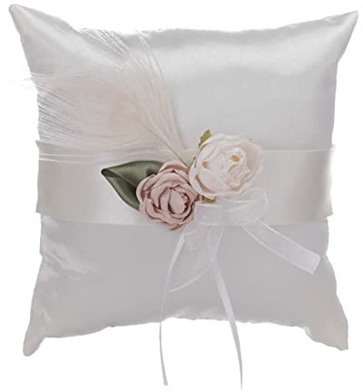 URFEDA Hochzeit Ringkissen Ehering Kissen Ring Kissen,Weiß Spitze Blume Brautkissen Träger Kissen Ringschachtel Ringhalter Kissen, Heirat Paar Ring Halter Hochzeit Accessoires Für Eheringe Ringe