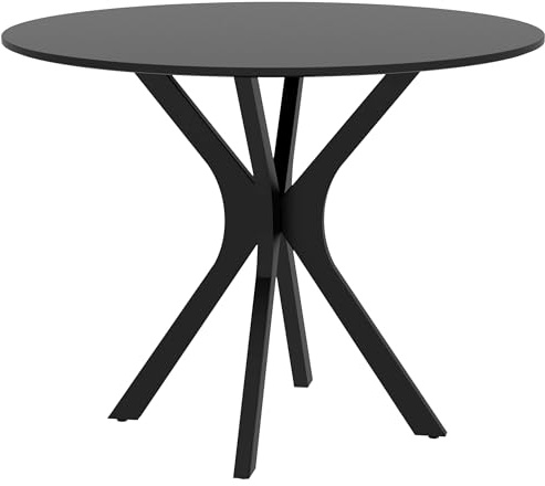 HOMCOM Tavolo da Pranzo Rotondo per 4 Persone, Tavolo da Cucina Moderno con Piano in Legno, Ø100x75cm, Nero