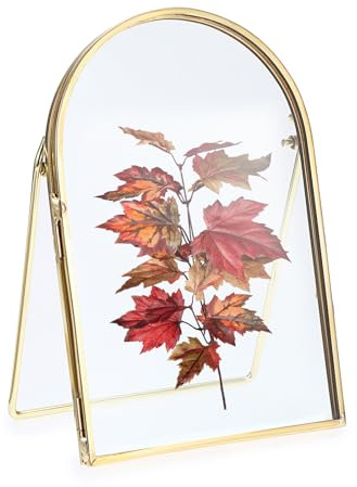 SUMTree Gold Glass Display Photo Frame Glass Picture Frame for Family Tree Mini Photo, Gallery Wall Art Work, Pressed Flower, collage, etc, 15.3 * 12.2 * 1.5cm