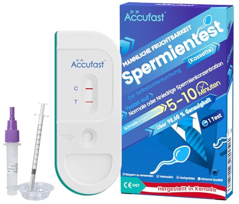 Accufast Male Fertility Test - Sperm Test for Men | Sperm Count Test: Indicates Normal or Low Sperm Count | Private Home Fertility Testing Kit for Men - Accurate 98.6% (Made in Canada)