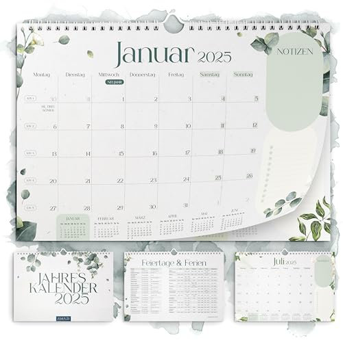 AMARI ® Kalender 2025 - Wandkalender - Familienplaner, Familienkalender, Wochenplaner, Monatsplaner, Terminplaner, Stilvoller Homeplaner für die Familie