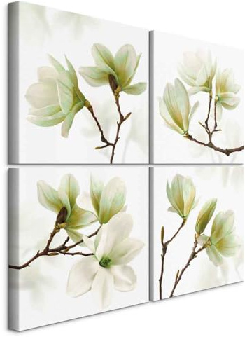 B&D XXL - Set di 4 Quadri Acustici Multipannello Moderni Stile Naturale Delicato 80x80 cm (4 pz. 40x40 cm ognuno) - Collage 4 Pezzi - Canvas con Quadro Fonoassorbente Sala Conferenze b-A-0259-b-l