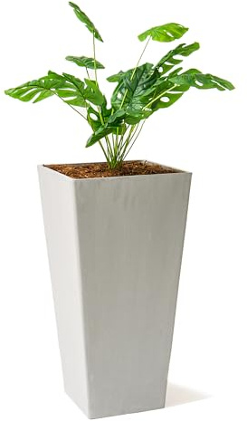 XBrand Modern 28-Inch Square Planter, Modern Tapered Perfect for Indoor & Outdoor, Patio Décor, Set of 2, Gray