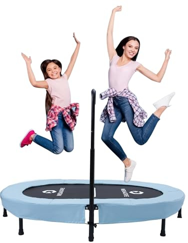 Welmotive Ovales Trampolin 92×142cm klappbar höhenverstellbarer Haltegriff geräuscharm bis 100 kg belastbar 40 Federn Fitness Training Diät Kinder Erwachsene Geschenk Geburtstag Weihnachten Lichtblau