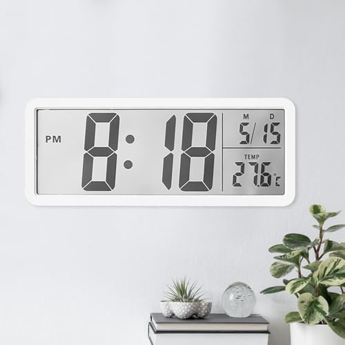 Hojalis Digitale Wanduhr Batteriebetrieben,Wanduhr Digital,Digitaluhr Wand mit Großen Ziffern und 12/24Hr Innentemperatur,Wochentag,Datum,Küchenuhr,Tischuhr Digitaluhr Wand für Wohnzimmer,Kinderzimmer