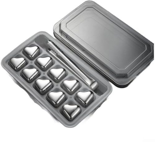 Sileduove Pierres à whisky en acier inoxydable pour un refroidissement durable sans diluer les boissons Cubes réutilisables adaptés pour whisky, vodka, vin et plus encore (D)