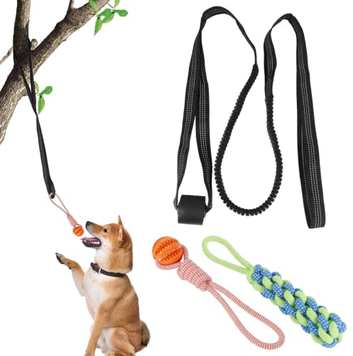 Dog Hanging Bungee Tug Toy Set,3 Pack Chew & Tug Toys for Small Medium Dogs