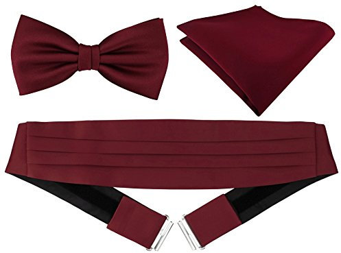 TigerTie Kummerbund Einstecktuch Satin Fliege in bordeaux - Schärpe Leibbinde