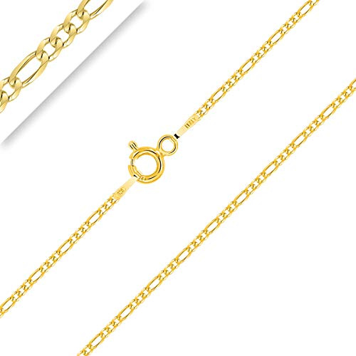 PLANETYS - Chaîne Maille Figaro (1+3) Argent 925/1000 Plaqué Or Jaune 18 Carats Largeur 1.5 mm 50 cm