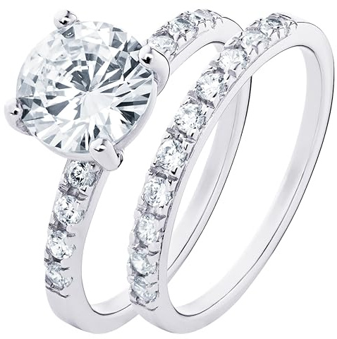 Aeon Engagement, Solitaire & Marriage Rings | Brilliant White Cubic Zirconia | Sizes J-R | Gift box & Polishing Cloth Included