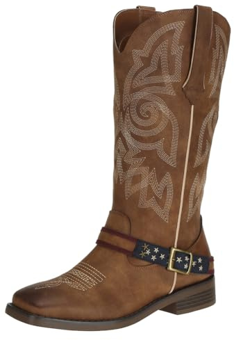 SheSole Women's Western Cowgirl Boots Ladies Fashion Country Cowboy Boots Mid Calf Brown Size 9.5