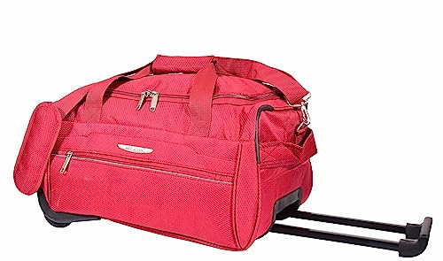 Bolsa de viaje con ruedas HOL214 de tamaño mediano para equipaje de fin de semana, Red, M, Bolsa con ruedas