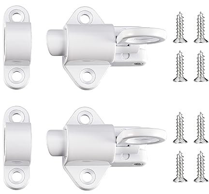 ACBungji 2er Spring Riegelschloss Automatische Verriegelung Klein Türriegel mit Schraube und Schraubendreher für Fenster Schranktüren Balkontüren Gartentüren Holztüren, Weiß