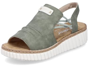 Rieker Damen Pantoletten 69262, Frauen Slipper,Slip-ons,Backless Slipper,Mules,Gartenschuhe,Sommerschuhe,sommerclogs,Slides,grün (52),38 EU / 5 UK