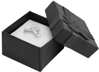 Jewellery Gift Boxes With Bow Knot and Lids for Rings, Earrings, and Presents - Small Kraft Jewelry Boxes for Gifting (Black)