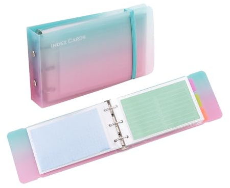 3×5” index card Binder organizer with Plastic pocket Sleeves, small organized folder for recipes Flashcards,portable notecards case holder (2pcs colorful)