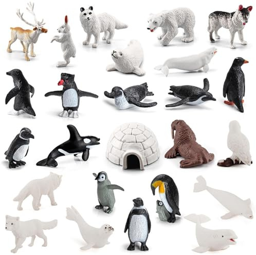 Lyricalist Figuras de Animales Árticos - Conjunto de Figuras de Animales Polares, 26pcs, PVC, Educativas y Variadas, para Decoración y Coleccionismo