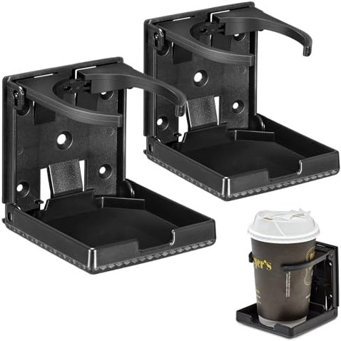 FUZVOL Car Cup Holder Set,Universal Drink Cup Holder,Adjustable Folding Cup Bottle Cans Holder Expander with Screws used in Office Home Car Boat Truck and RVs(2 Pack)
