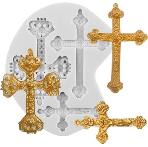 MINFEIDMS Stampi a croce in silicone per torte battesimali decorazioni per torte crociate a forma di croce per feste di battesimo decorazione torta cupcake topper cioccolato pasta fiori caramelle