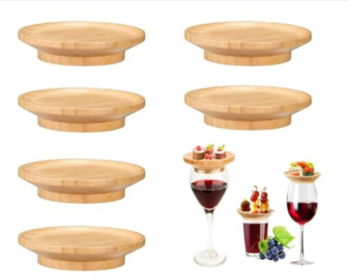 Hitopin 6 Pezzi Topper per Bicchiere da Vino, Topper per Salumi in Bicchiere da Vino, Tagliere per Salumi in Bicchiere da Vino, Topper per Salumi in Vetro da Vino, per Bicchiere di Vino