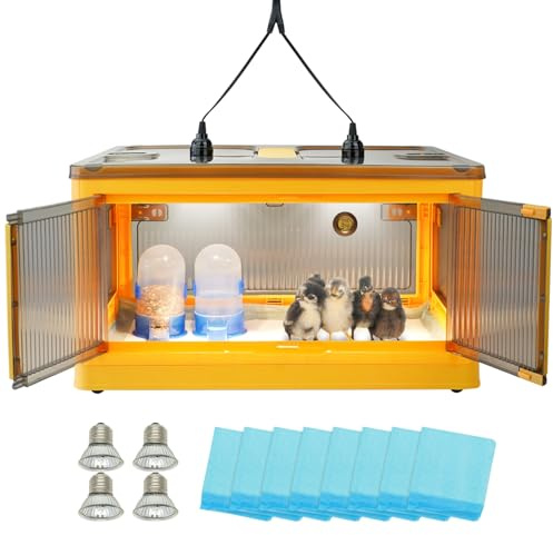 MUYIRTED Criadora De Pollitos, Incubadora Visual Calentadores, 4 Lámpara de Calor 50W, Comederos Y Bebederos Automáticos, Caja De Cría Para Aves, Pájaros, Reptiles, Codornices, Cachorros Y Gatos