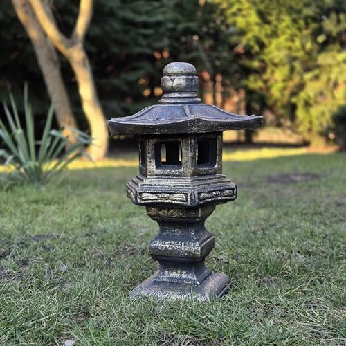 FABRIQ Yukimi-Doro - Lanterna da giardino giapponese, 42 cm, resistente alle intemperie, in pietra per esterni, stile giapponese, illuminazione decorativa da giardino, resistente al gelo fino a -30°C