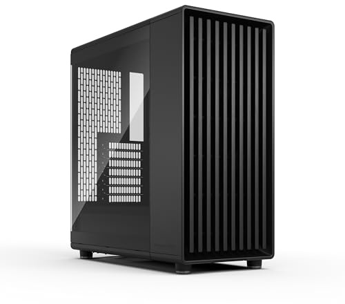 Fractal Design North Momentum Black - Glass Side Panel - Genuine Blackened Oak Wood Front - High Airflow PC Gaming Case - Three Powerful 120mm Momentum Fans Included - ATX Support
