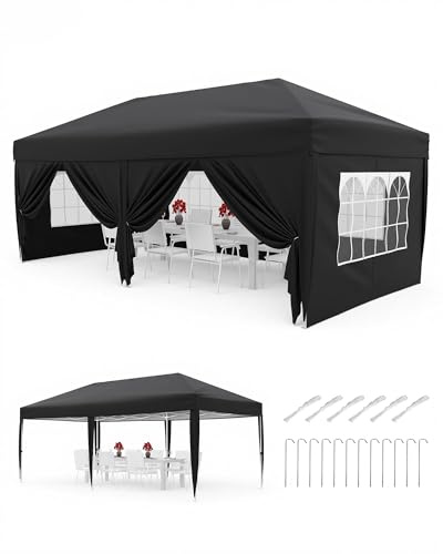 RBFGYIOP Tenda Da Campeggio Impermeabile e Resistente 3x6 m - 6 Pareti Laterali, Padiglione Pieghevole Stabile, Oxford 420D, Protezione UV50+, Altezza Regolabile, Borsa Il Trasporto